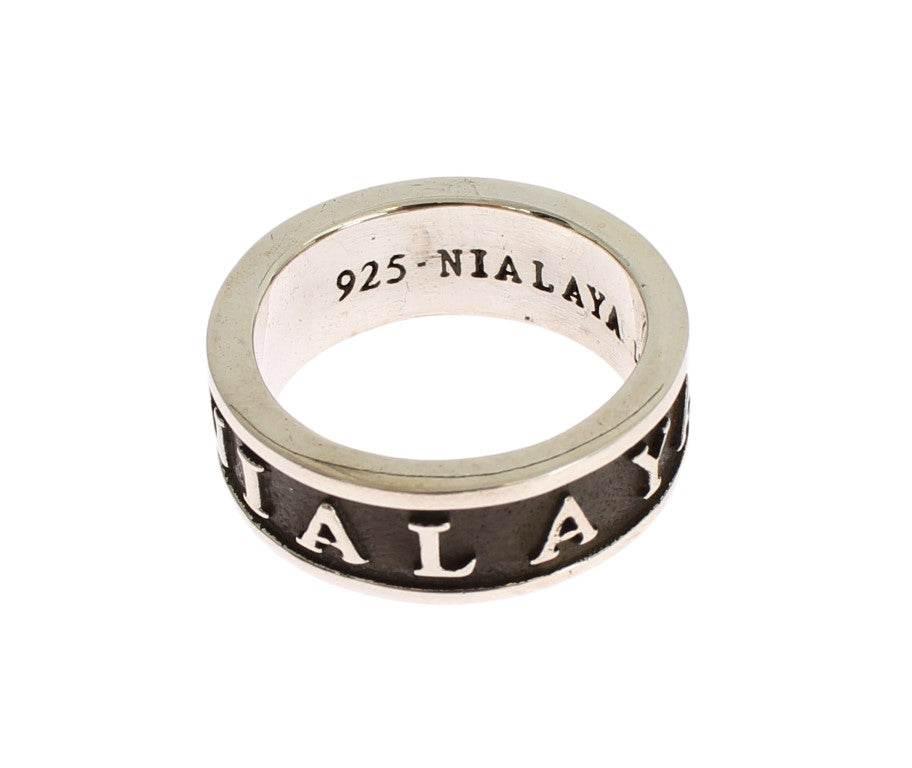 Nialaya Elegant Silver and Black Men's Sterling Ring - Hilstor