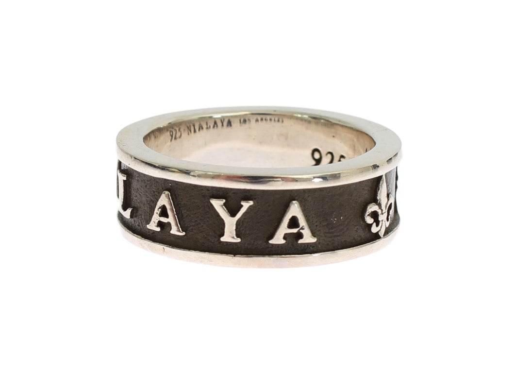 Nialaya Elegant Silver and Black Men's Sterling Ring - Hilstor