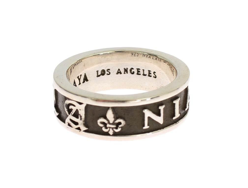Nialaya Elegant Silver and Black Men's Sterling Ring - Hilstor