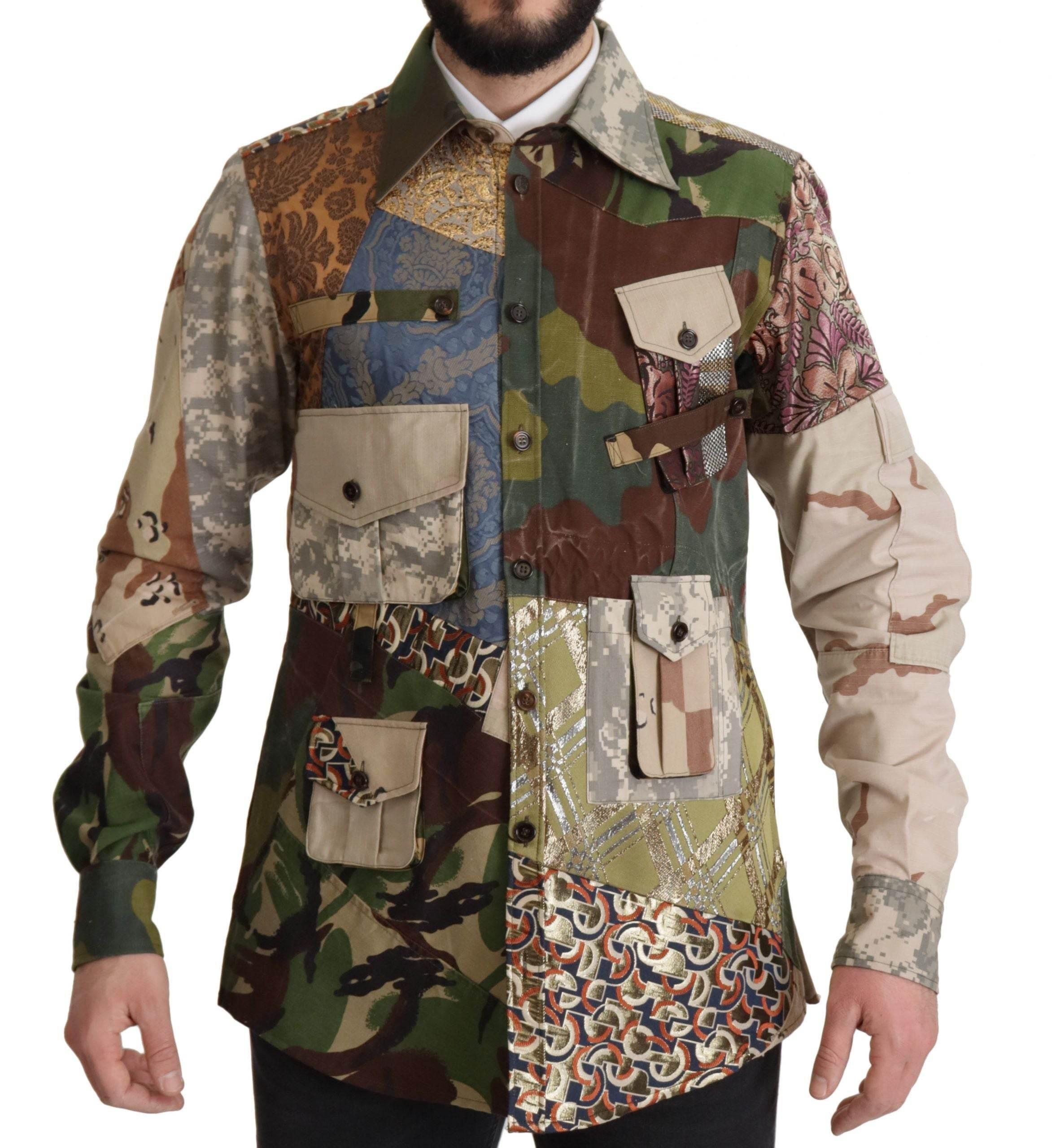 Dolce & Gabbana Multicolor Button Down Patchwork Shirt - Hilstor