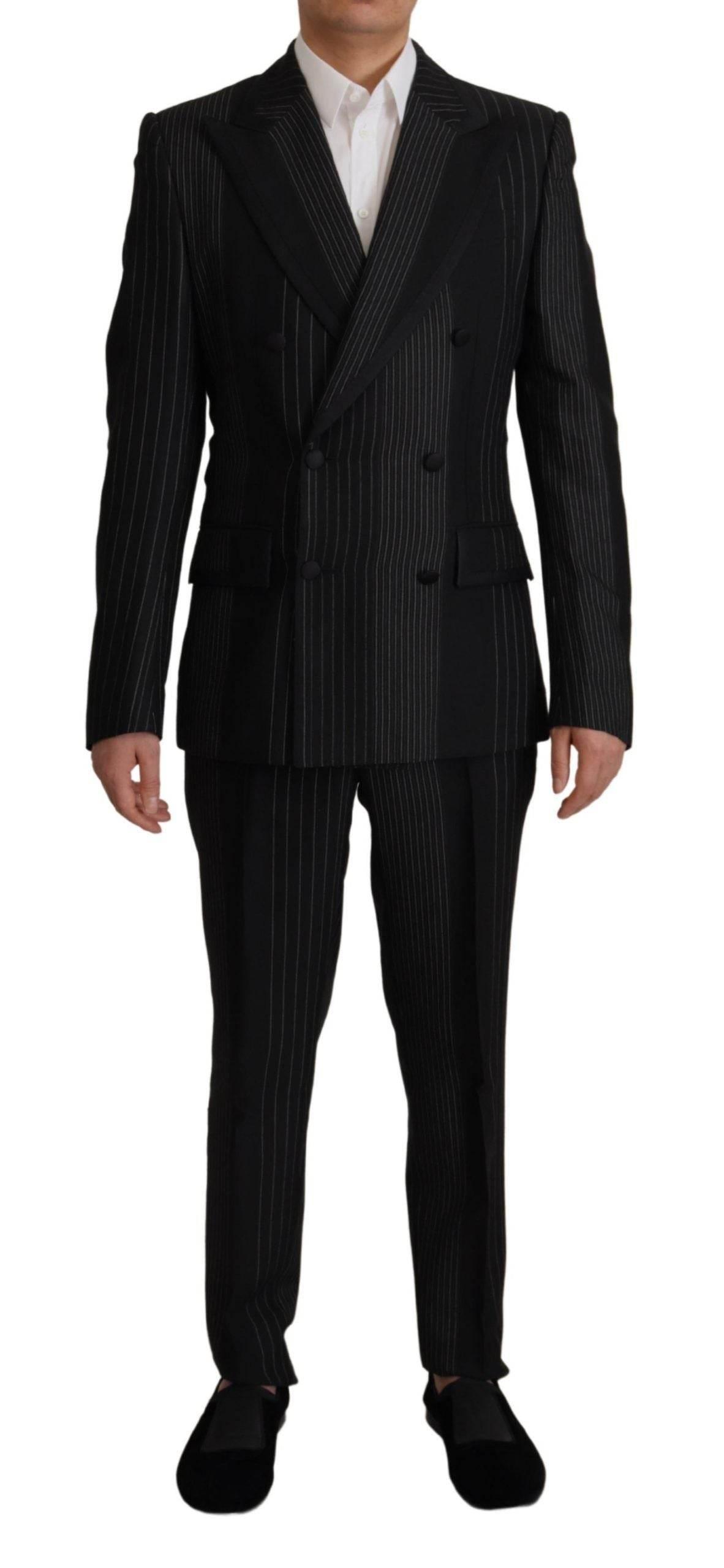 Dolce & Gabbana Black Stripes Rayon Formal 2 Piece Suit - Hilstor