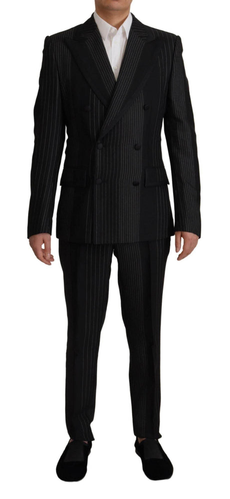 Dolce & Gabbana Black Stripes Rayon Formal 2 Piece Suit - Hilstor