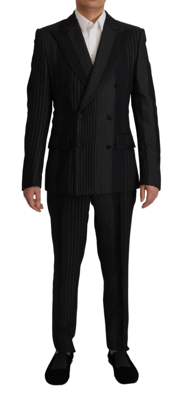 Dolce & Gabbana Black Stripes Rayon Formal 2 Piece Suit - Hilstor