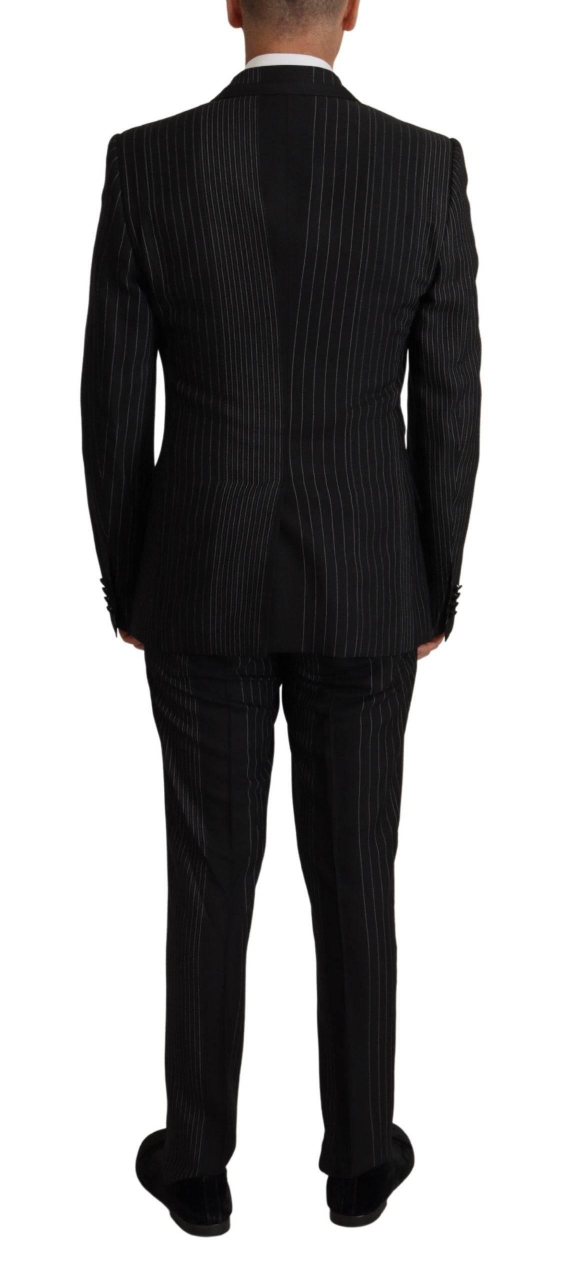 Dolce & Gabbana Black Stripes Rayon Formal 2 Piece Suit - Hilstor