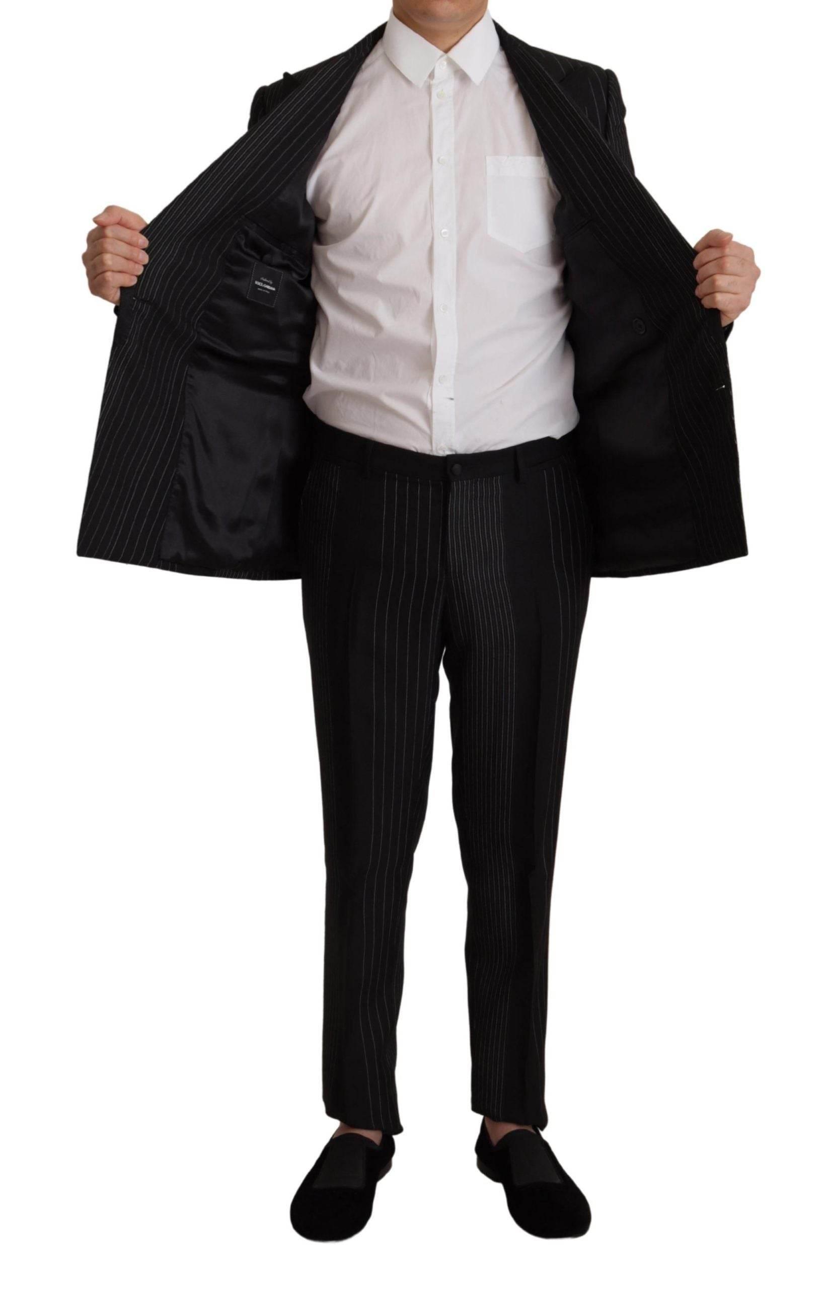 Dolce & Gabbana Black Stripes Rayon Formal 2 Piece Suit - Hilstor