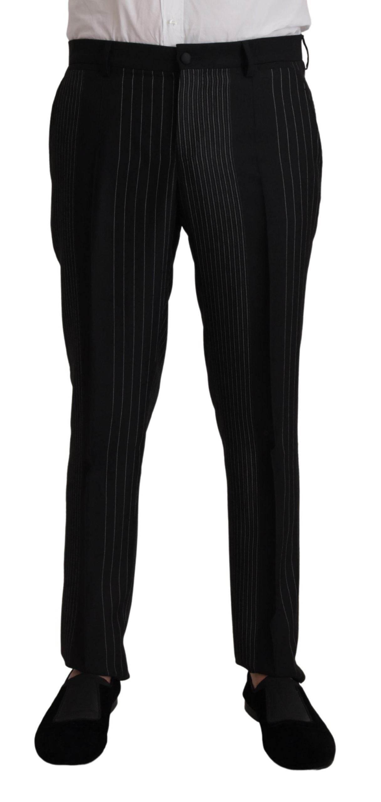 Dolce & Gabbana Black Stripes Rayon Formal 2 Piece Suit - Hilstor