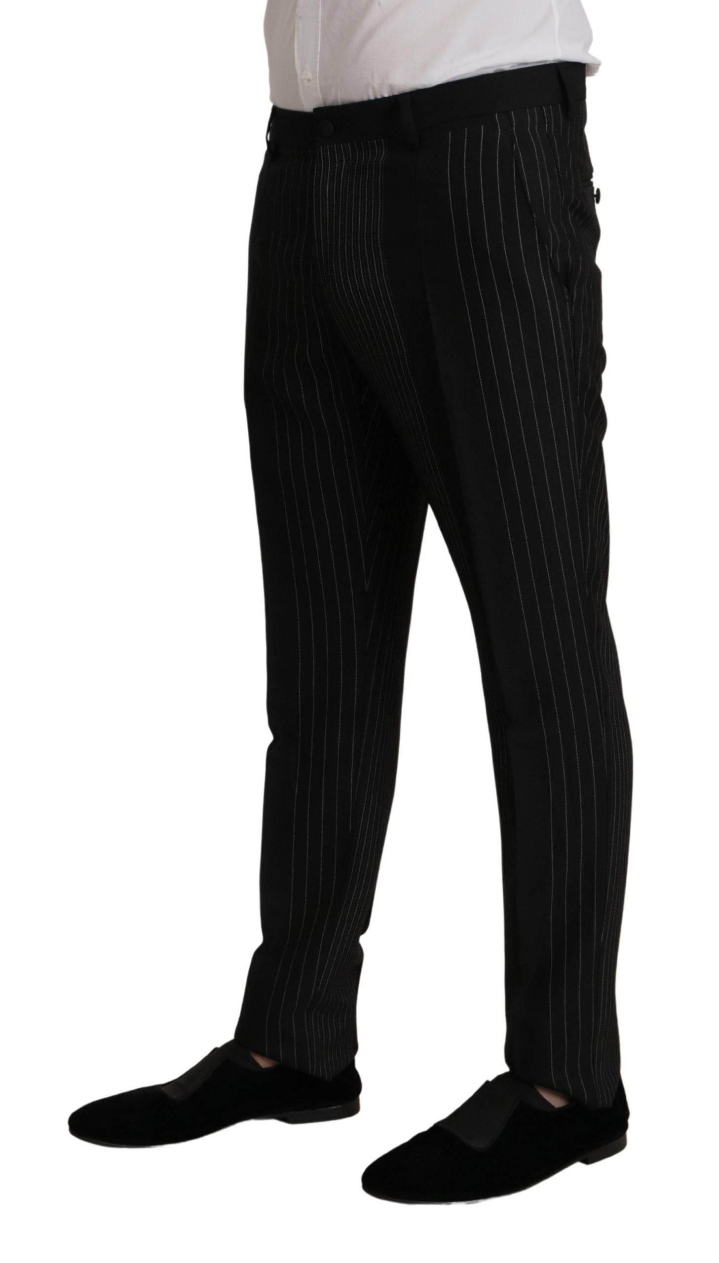 Dolce & Gabbana Black Stripes Rayon Formal 2 Piece Suit - Hilstor