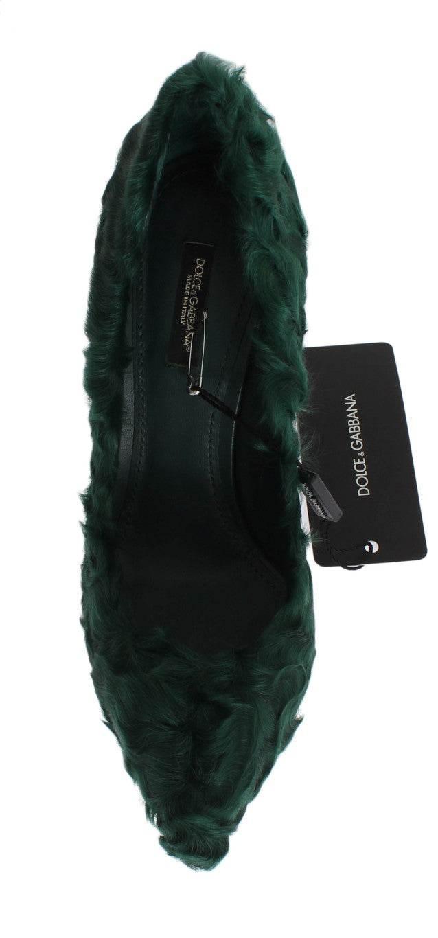 Dolce & Gabbana Elegant Green Xiangao Fur Leather Pumps - Hilstor