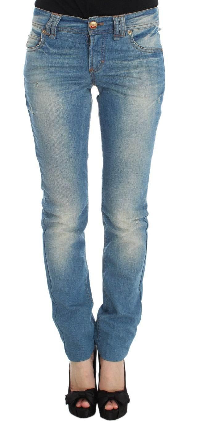 John Galliano Sleek Blue Slim Fit Designer Jeans - Hilstor