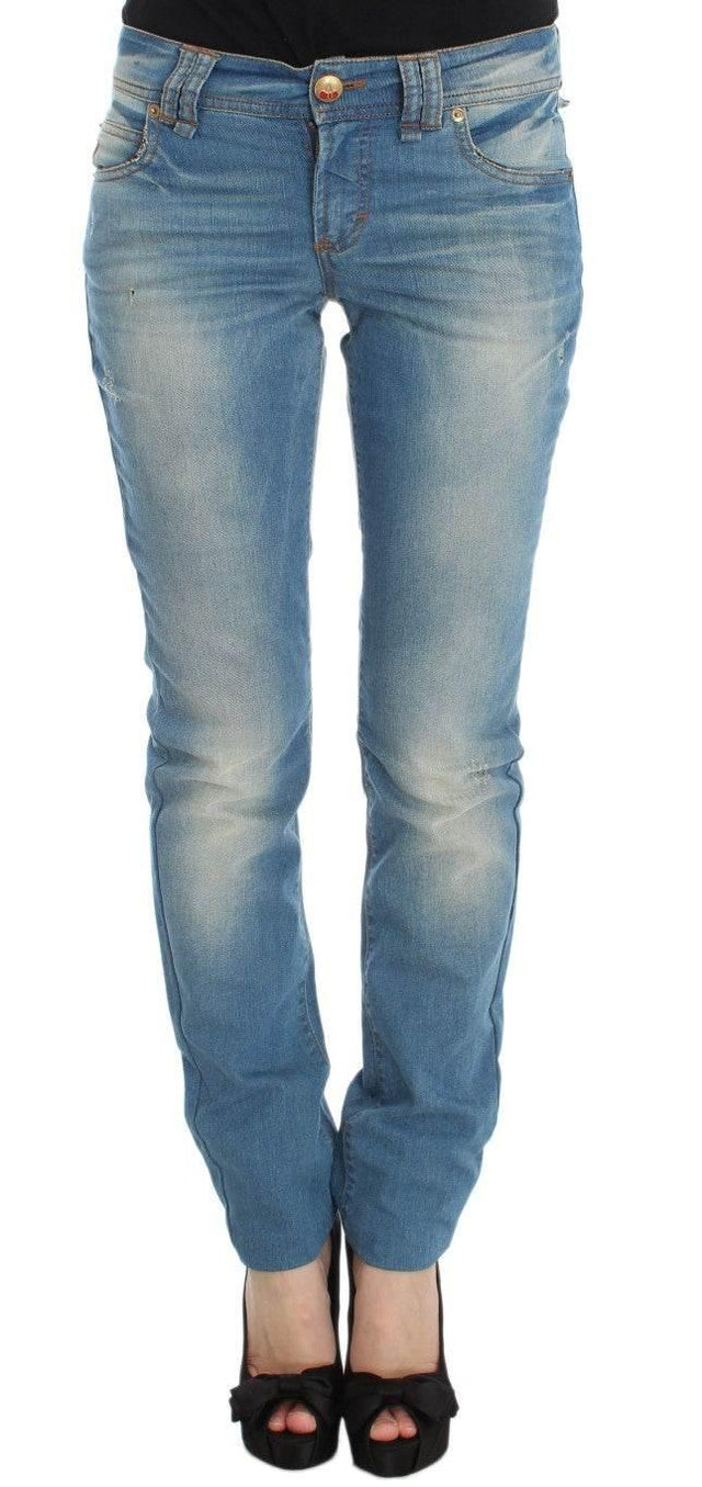 John Galliano Sleek Blue Slim Fit Designer Jeans - Hilstor