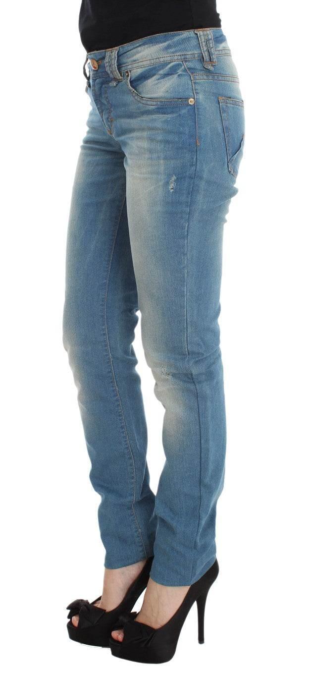 John Galliano Sleek Blue Slim Fit Designer Jeans - Hilstor