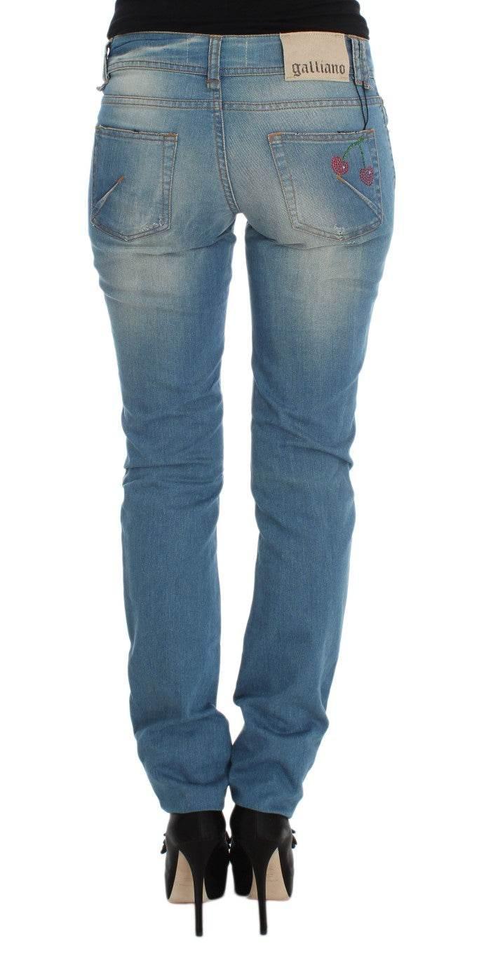 John Galliano Sleek Blue Slim Fit Designer Jeans - Hilstor