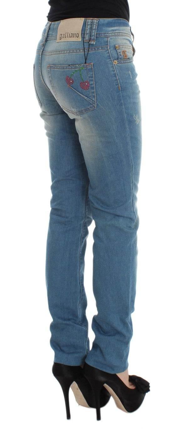 John Galliano Sleek Blue Slim Fit Designer Jeans - Hilstor