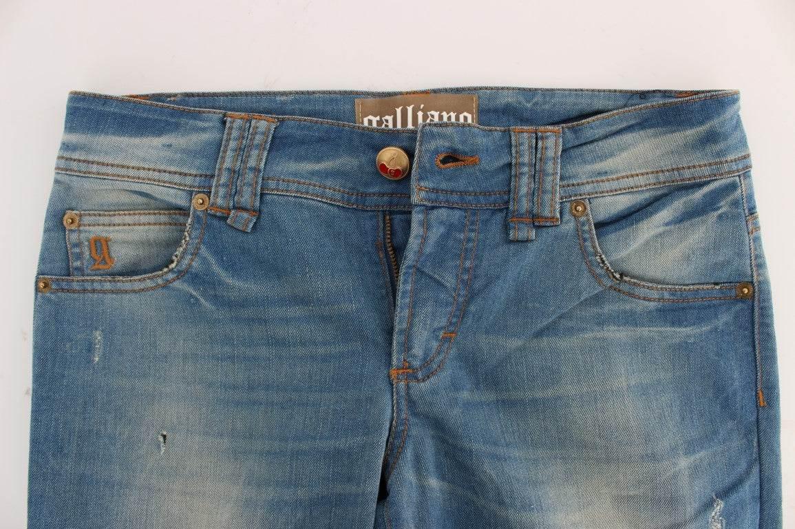John Galliano Sleek Blue Slim Fit Designer Jeans - Hilstor