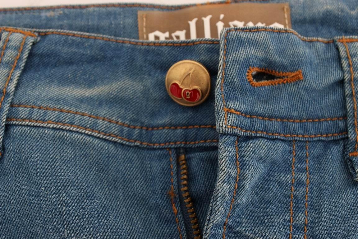 John Galliano Sleek Blue Slim Fit Designer Jeans - Hilstor