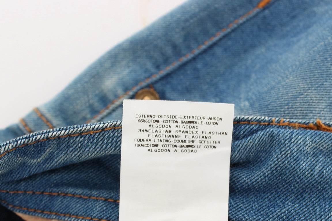 John Galliano Sleek Blue Slim Fit Designer Jeans - Hilstor