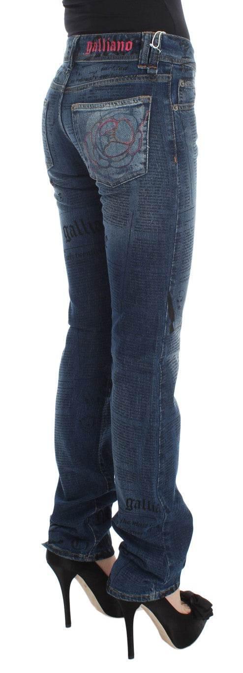 John Galliano Blue Wash Cotton Blend Slim Fit Bootcut Jeans - Hilstor
