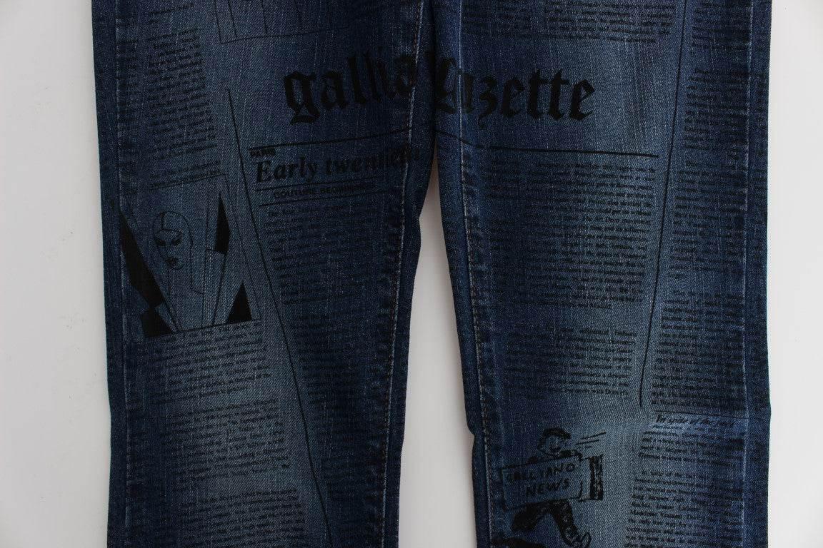 John Galliano Blue Wash Cotton Blend Slim Fit Bootcut Jeans - Hilstor