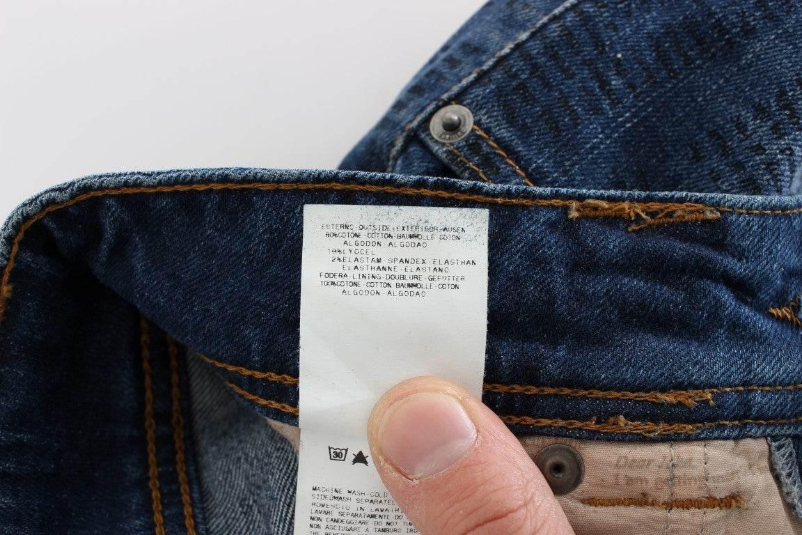 John Galliano Blue Wash Cotton Blend Slim Fit Bootcut Jeans - Hilstor