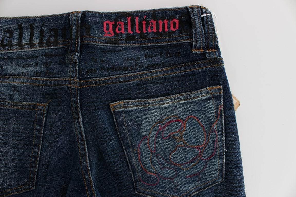 John Galliano Blue Wash Cotton Blend Slim Fit Bootcut Jeans - Hilstor