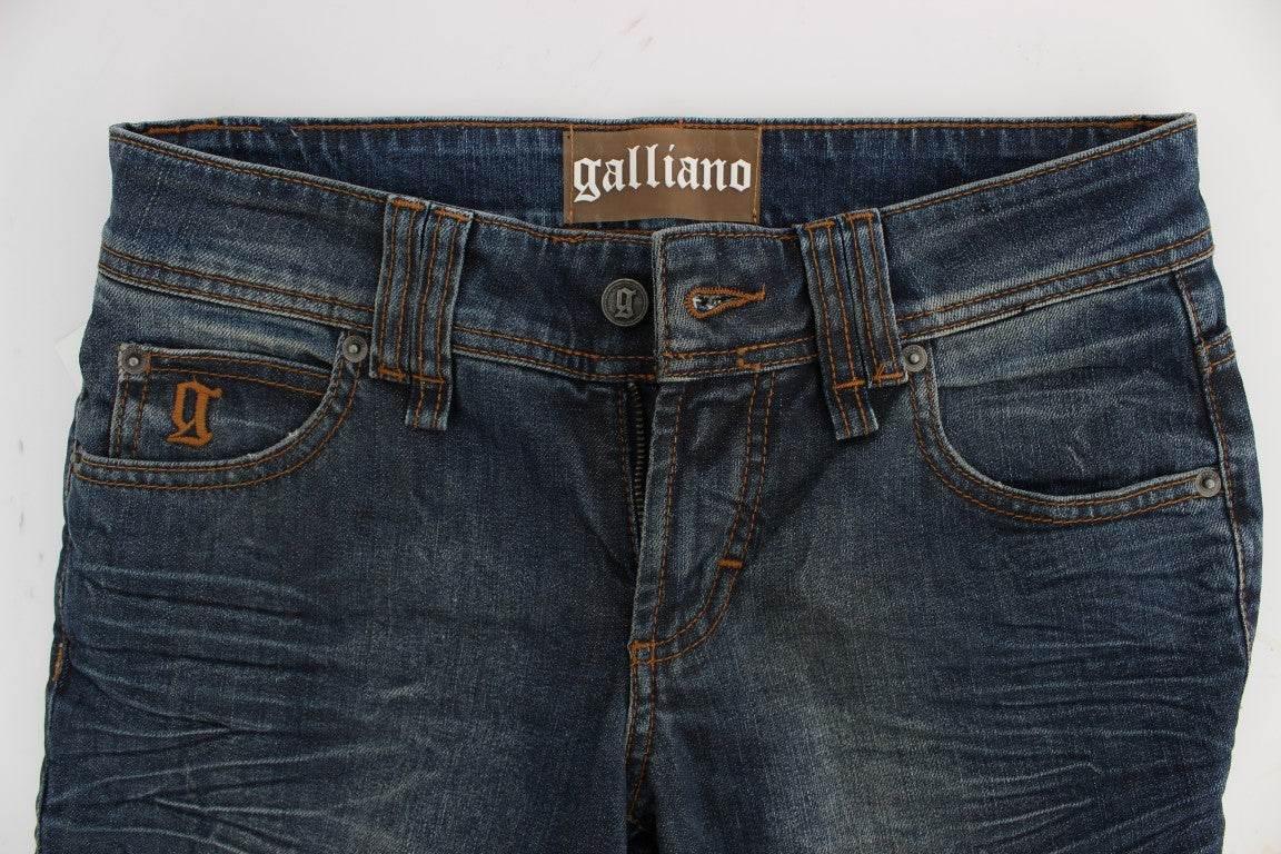 John Galliano Blue Wash Cotton Blend Slim Fit Jeans - Hilstor