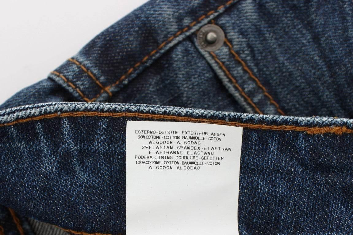 John Galliano Blue Wash Cotton Blend Slim Fit Jeans - Hilstor