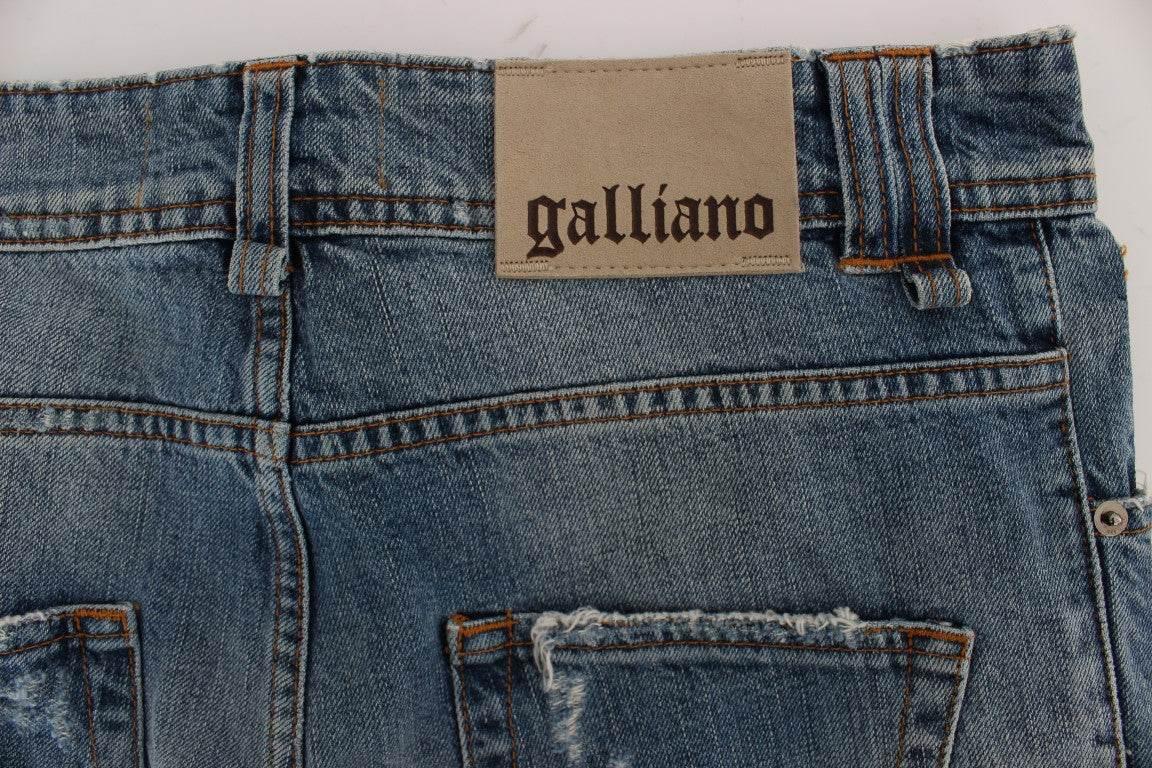 John Galliano Blue Wash Cotton Boyfriend Fit Cropped Jeans - Hilstor