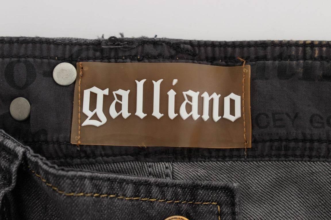 John Galliano Gray Wash Cotton Blend Slim Fit Stretch Jeans - Hilstor