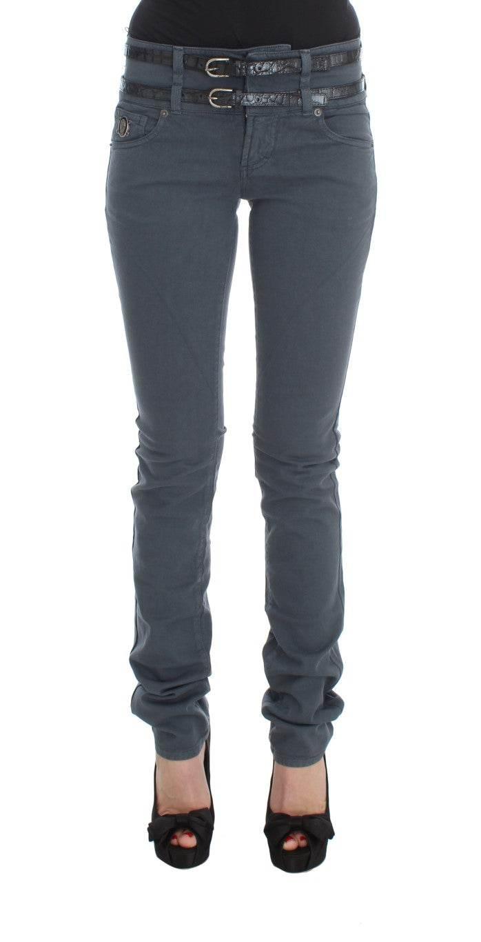 John Galliano Blue Cotton Blend Slim Fit High Waist Jeans - Hilstor