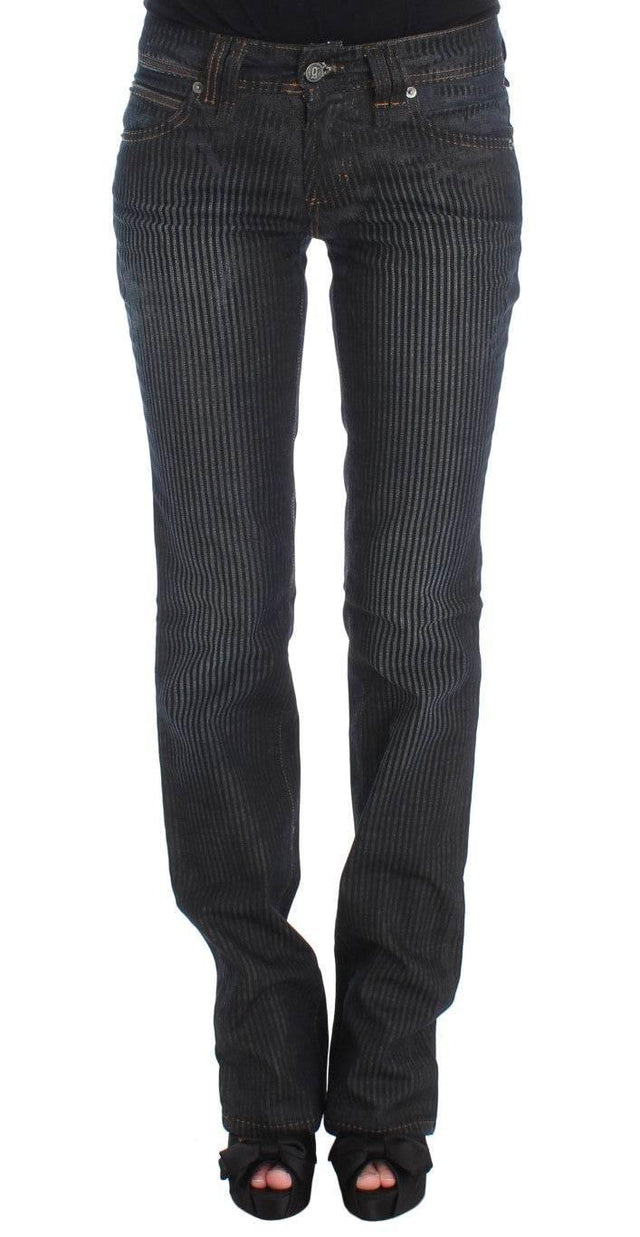 John Galliano Blue Wash Cotton Blend Slim Fit Bootcut Jeans - Hilstor