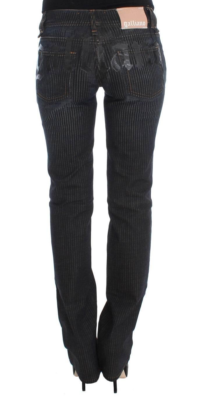John Galliano Blue Wash Cotton Blend Slim Fit Bootcut Jeans - Hilstor