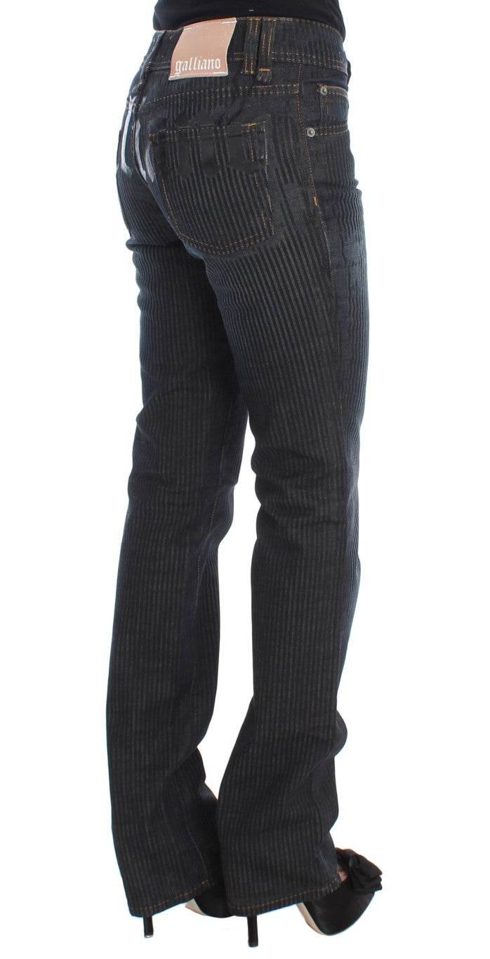 John Galliano Blue Wash Cotton Blend Slim Fit Bootcut Jeans - Hilstor