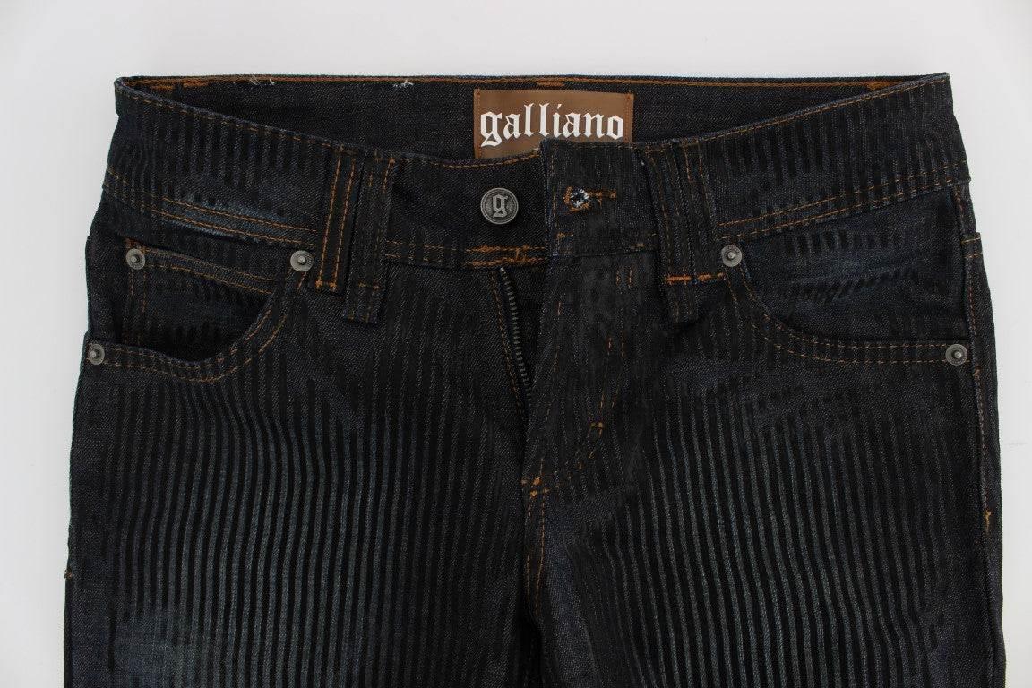John Galliano Blue Wash Cotton Blend Slim Fit Bootcut Jeans - Hilstor