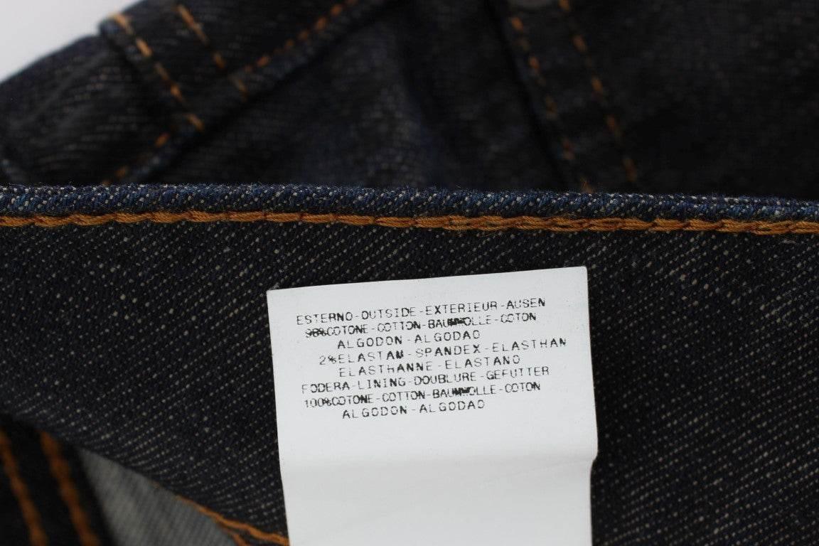 John Galliano Blue Wash Cotton Blend Slim Fit Bootcut Jeans - Hilstor