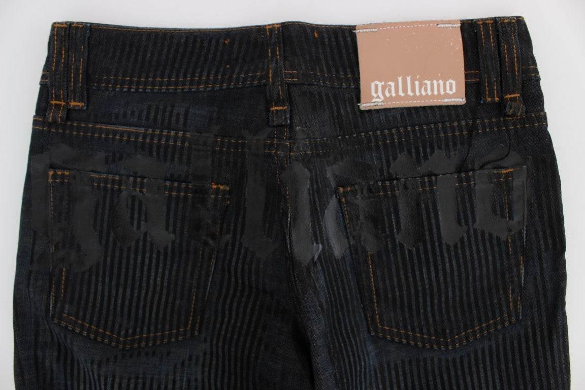 John Galliano Blue Wash Cotton Blend Slim Fit Bootcut Jeans - Hilstor