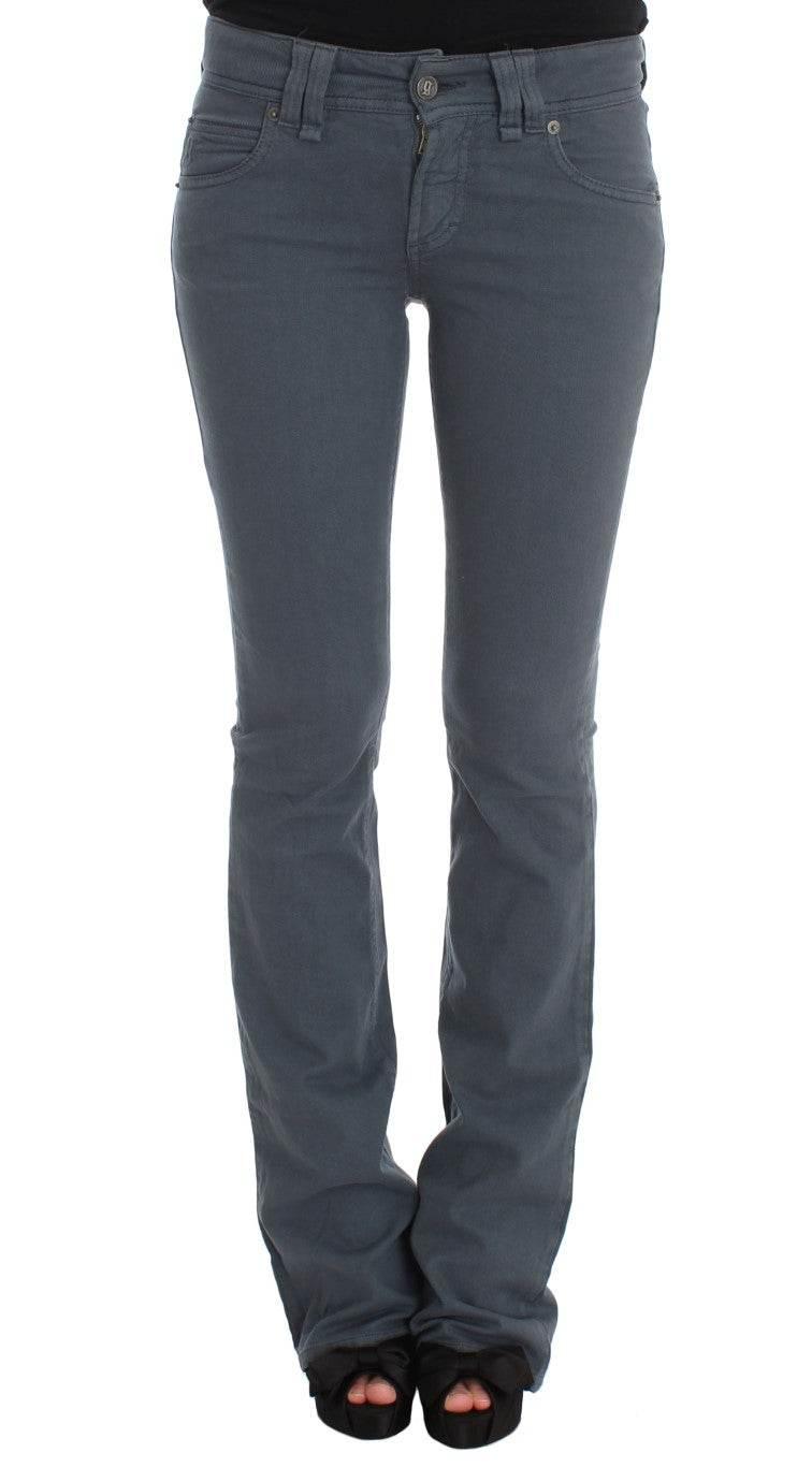 John Galliano Blue Cotton Blend Slim Fit Bootcut Jeans - Hilstor