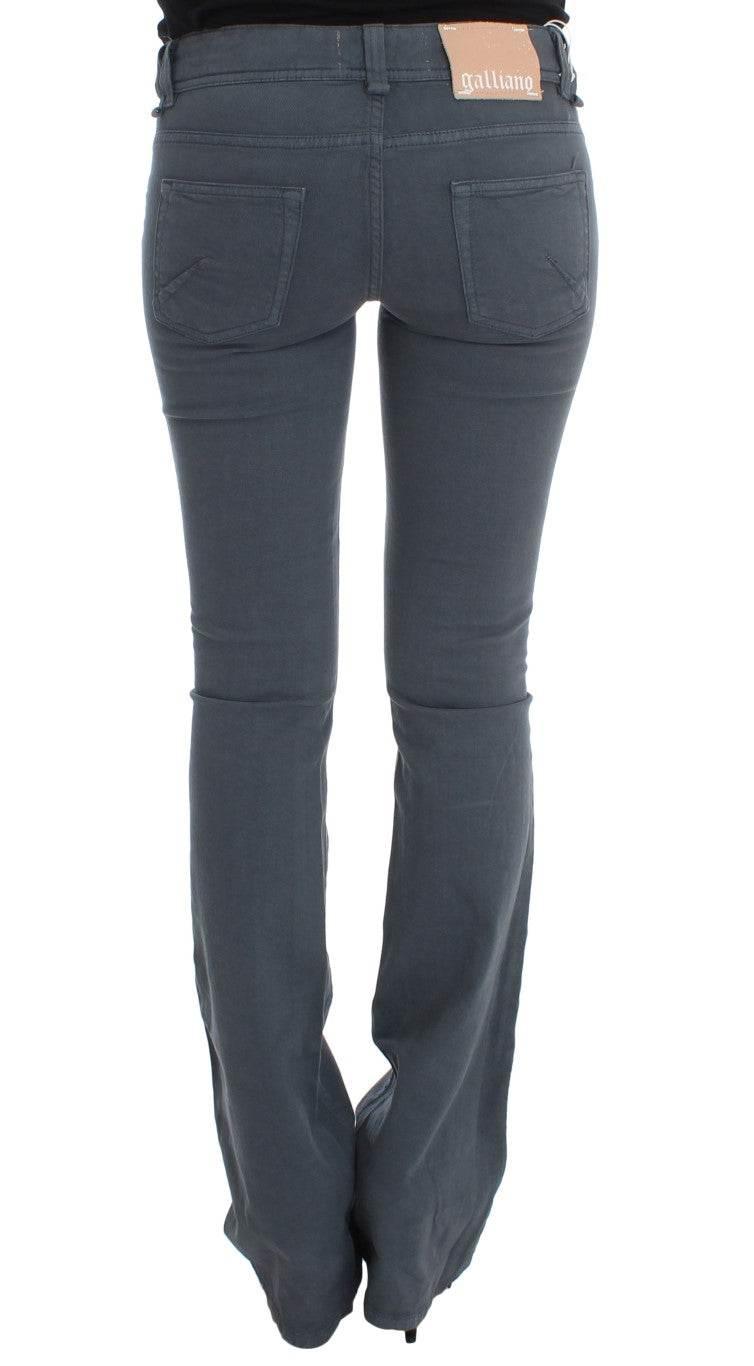 John Galliano Blue Cotton Blend Slim Fit Bootcut Jeans - Hilstor