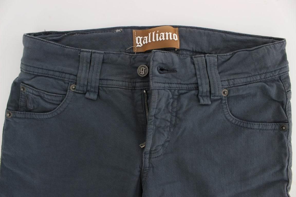 John Galliano Blue Cotton Blend Slim Fit Bootcut Jeans - Hilstor