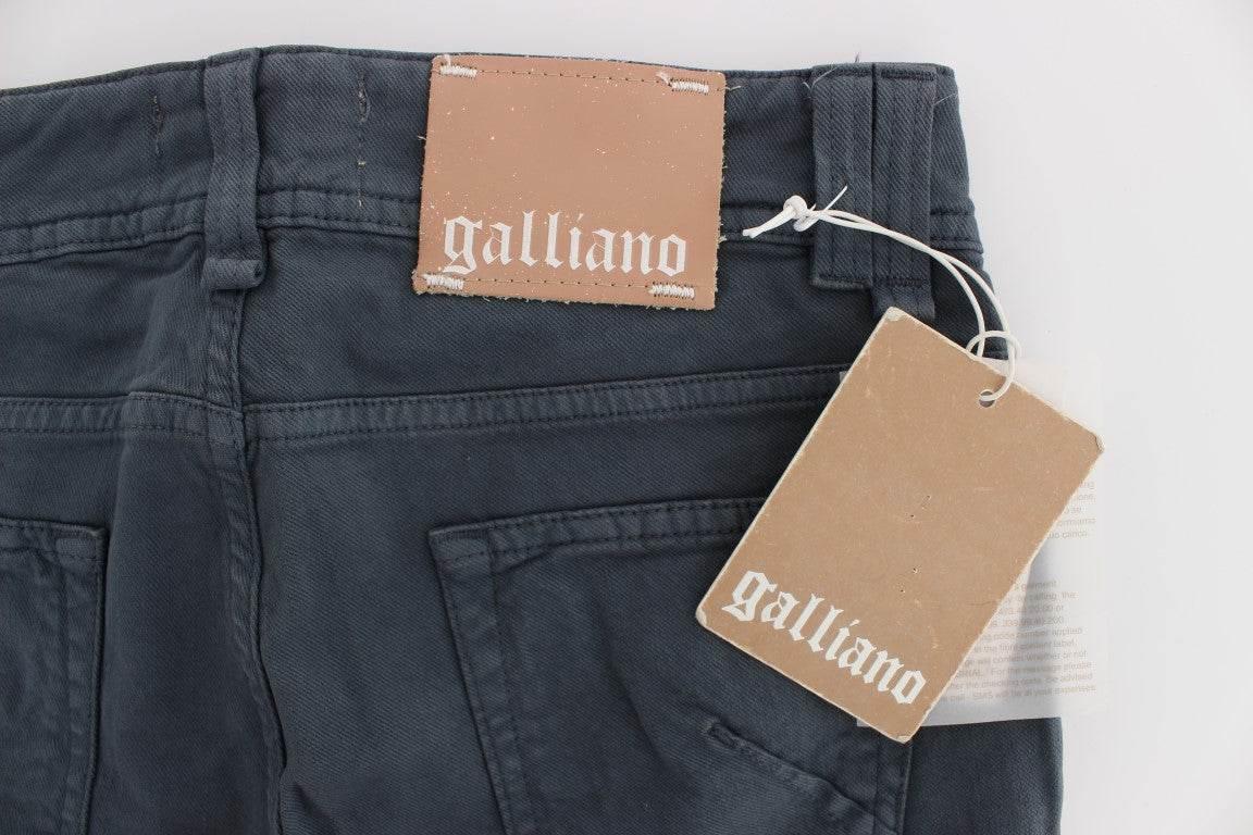 John Galliano Blue Cotton Blend Slim Fit Bootcut Jeans - Hilstor