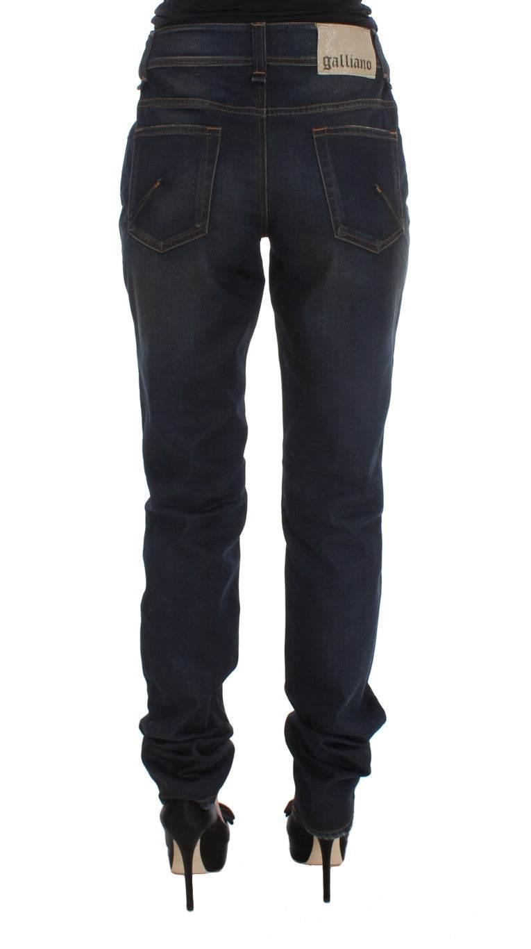 John Galliano Blue Wash Cotton Blend Boyfriend Fit Jeans - Hilstor