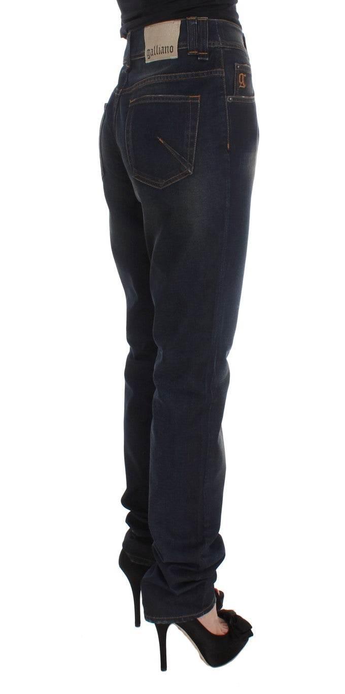 John Galliano Blue Wash Cotton Blend Boyfriend Fit Jeans - Hilstor