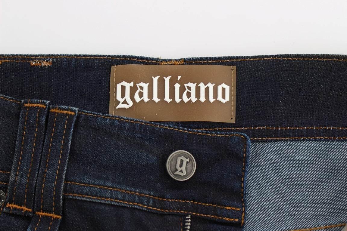 John Galliano Blue Wash Cotton Blend Boyfriend Fit Jeans - Hilstor