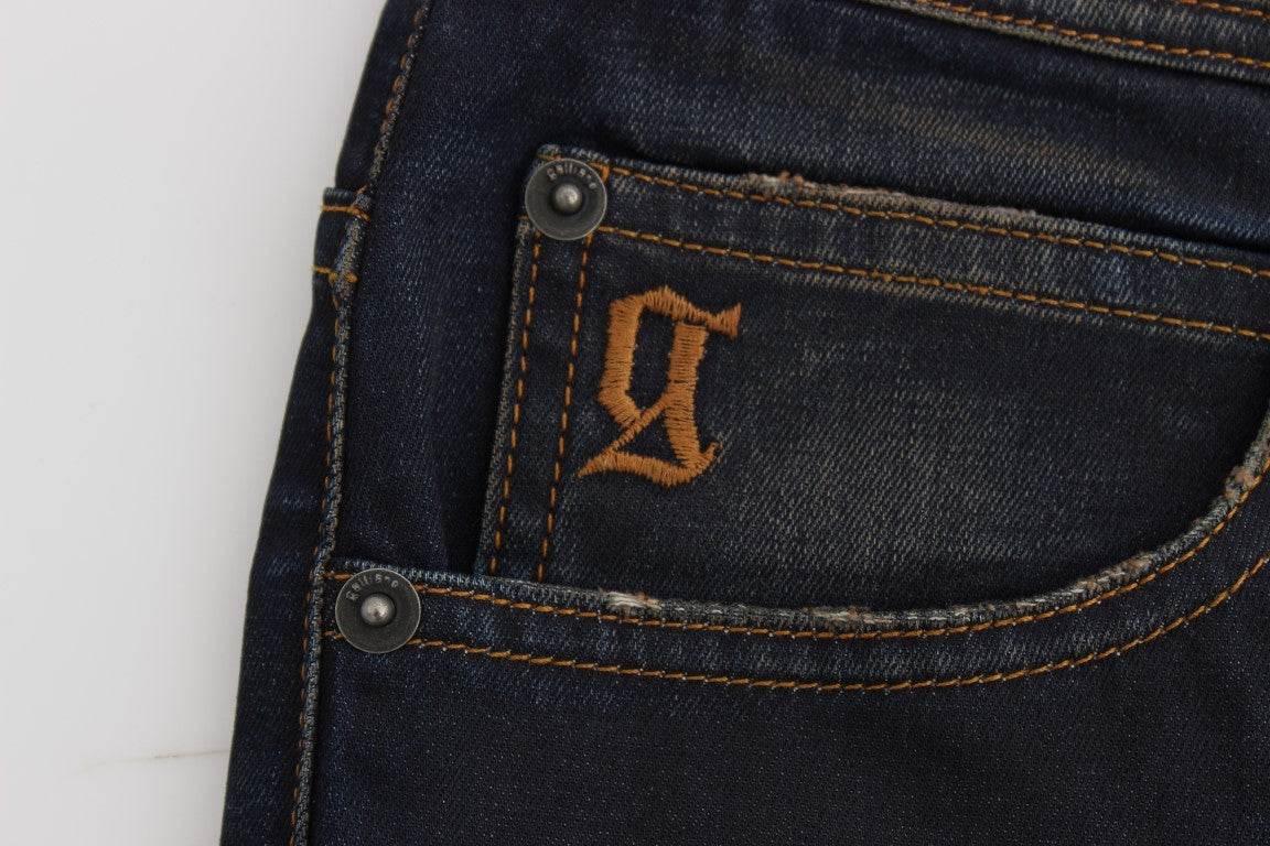 John Galliano Blue Wash Cotton Blend Boyfriend Fit Jeans - Hilstor