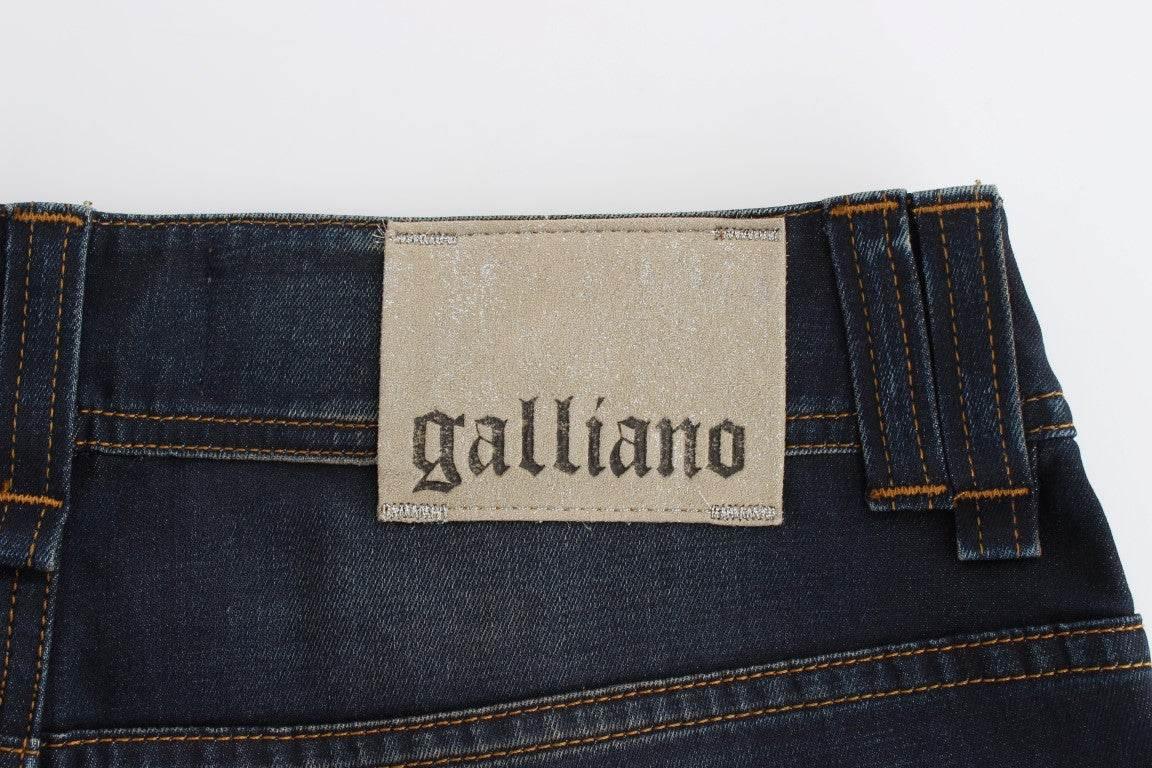 John Galliano Blue Wash Cotton Blend Boyfriend Fit Jeans - Hilstor