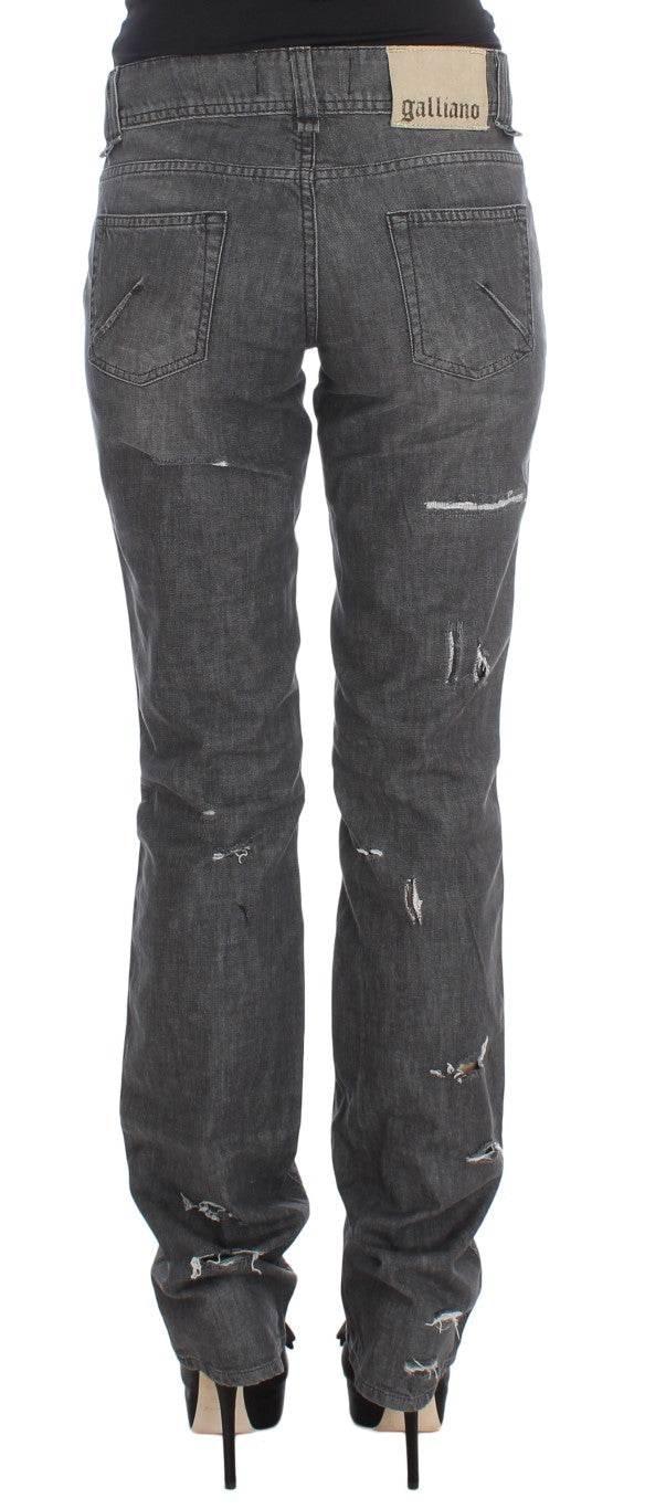 John Galliano Gray Wash Cotton Torn Straight Fit Jeans - Hilstor