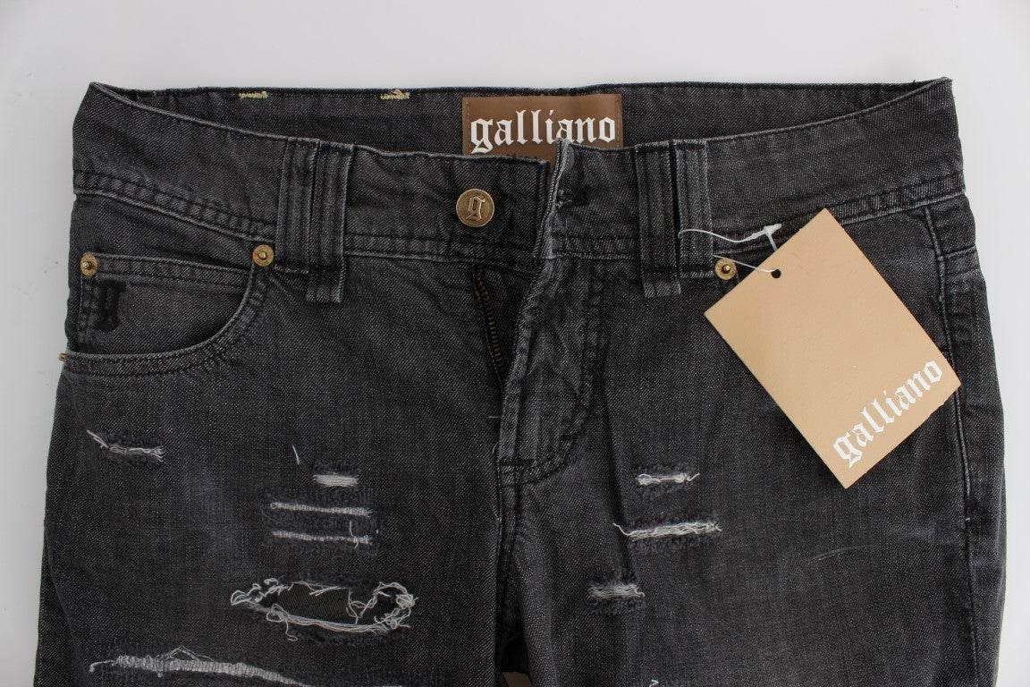 John Galliano Gray Wash Cotton Torn Straight Fit Jeans - Hilstor