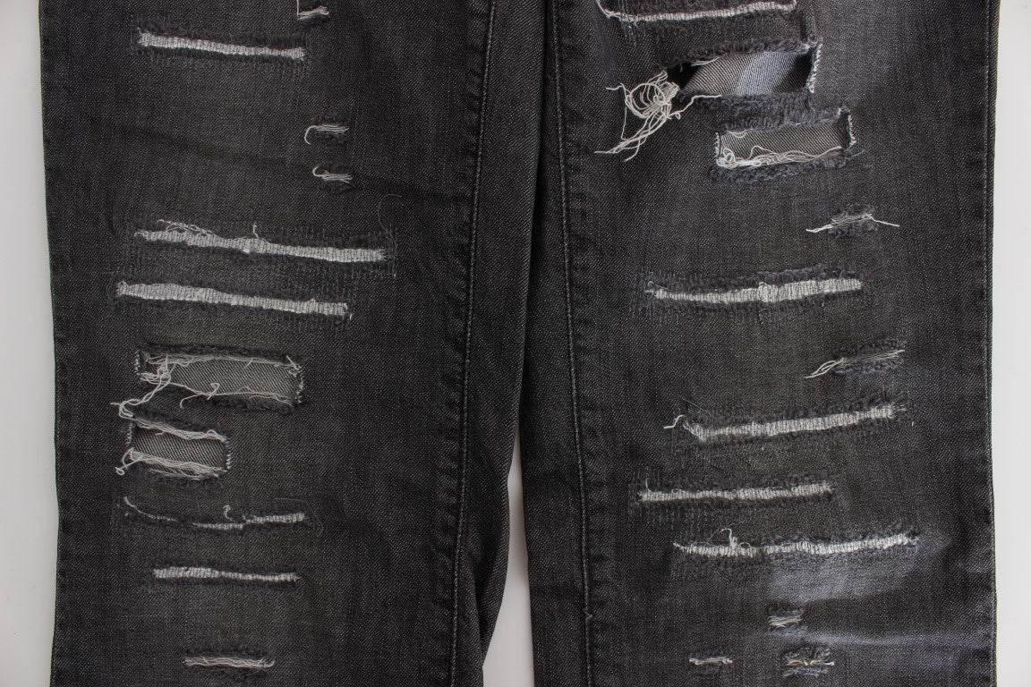 John Galliano Gray Wash Cotton Torn Straight Fit Jeans - Hilstor