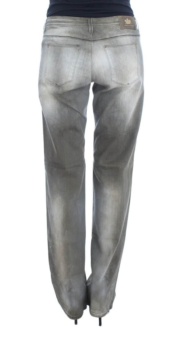 Ermanno Scervino Gray Cotton Blend Loose Fit Boyfriend Jeans - Hilstor
