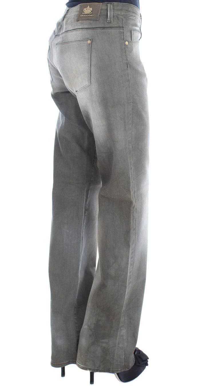 Ermanno Scervino Gray Cotton Blend Loose Fit Boyfriend Jeans - Hilstor