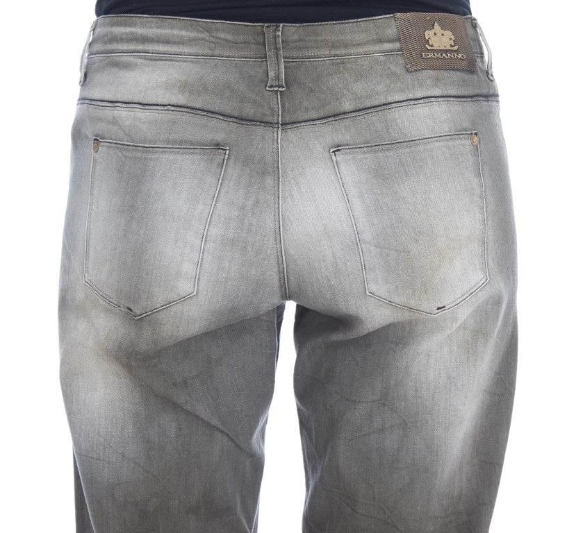 Ermanno Scervino Gray Cotton Blend Loose Fit Boyfriend Jeans - Hilstor